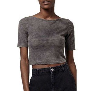 Topshop Grey Ribbed Crop Top NWT